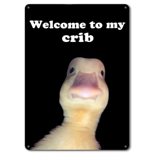 Welcome to My Crib Tin Sign for Teen Girls Boy, Bedroom/Gaming Room Bar Cave Door Decor, Dorm Wall Accessories Cool Things, Funny Metal Tin Signs Funny Decor Cute Thing 12 x 8 Inch - Image 1