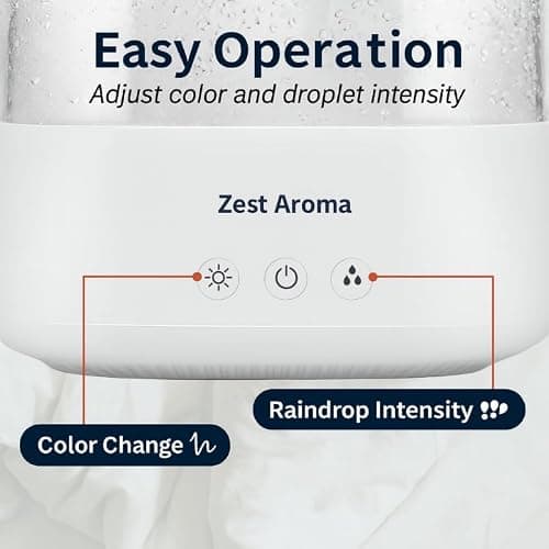 Zest Aroma 2 in 1 Cloud Humidifier and Oil Diffuser | Raindrop Humidifier, Aroma Diffuser, Adjustable Raindrop Speed, Rain Sound Simulator, Mist and Light Functions thumbnail 7