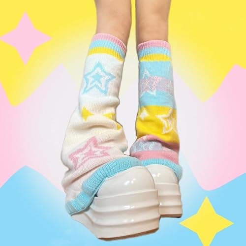 Kawaii Leg Warmers Furry Leg Warmer Cutecore Harajuku Fairy Grunge Clothes Teen Girls Knit Long Socks Y2k Accessories thumbnail 4