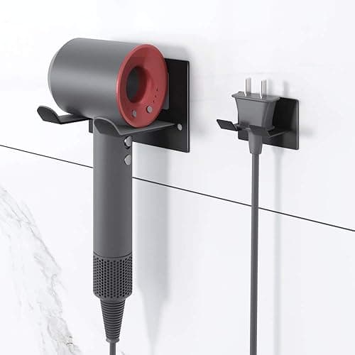 XIGOO Self Adhesive Hair Dryer Holder Wall Mounted - Adhesive Bathroom Hair Blow Dryer Rack Organizer Compatible with Supersonic Hair Dryers (Black) thumbnail 4