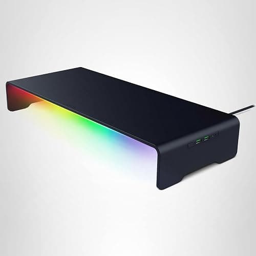 Razer Monitor Stand Chroma: 4 Port Hub - USB A 3.2, USB C 3.2, HDMI 2.0 - Ergonomic Height - Durable Aluminum Supports Up to 44 lbs - Organize Storage Shelf - Remappable RGB Buttons - Chroma RGB thumbnail 11