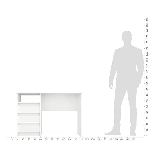 Komto Bureau avec Rangement – Modèle Blanc avec 3 Tiroirs, Idéal pour Chambre Ado ou Espace de Travail, Style Moderne | Oslo 110 x 50 x 74 cm thumbnail 9