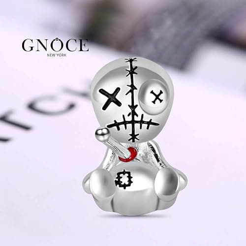 GNOCE Voodoo Doll Pendant Charm 925 Sterling Silver Dangle Bead Charms For Women Bracelet/Necklace Halloween Gifts For Wife (color-8) thumbnail 2