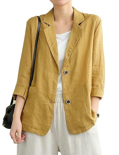 IDEALSANXUN Cotton Linen Blazer