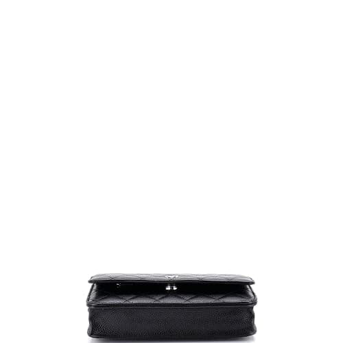 Chanel, Pre-Loved Wallet on Chain Quilted Caviar, Black thumbnail 4