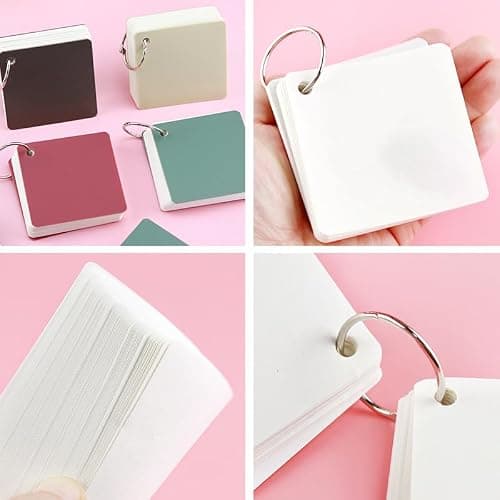 2 Pack/160 Pieces Blank Index Cards with Ring, Blank Flash Card 2.8x2.8" Note Cardstock for Memory Learning Studying Office (Beige) thumbnail 7