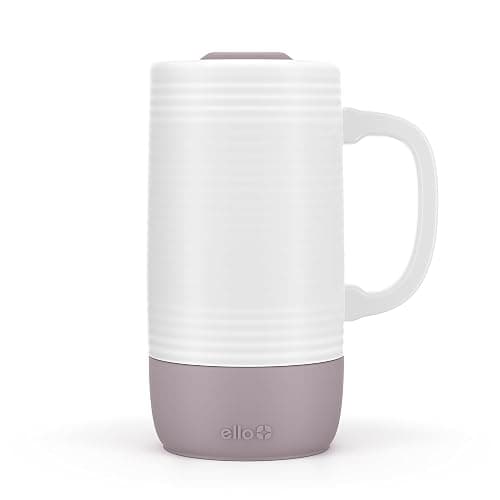 Ello Jane 18oz Ceramic Travel Mug with Handle, Splash-Resistant Slider Lid and Built-in Coaster, Perfect for Coffee and Tea, BPA Free, Dishwasher Safe, Gift for Him Her Birthday, Mauvewood - Image 1