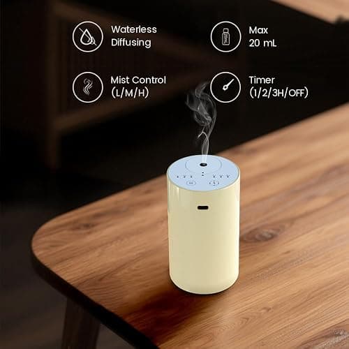 Cavir Diffuseur d'huiles essentielles sans Eau, Mini Machine à air Portable Aromathérapie, Charge USB Arrêt 1/2/3H, 3 Niveaux de Brume, pour Maison, Voiture, Bureau thumbnail 5