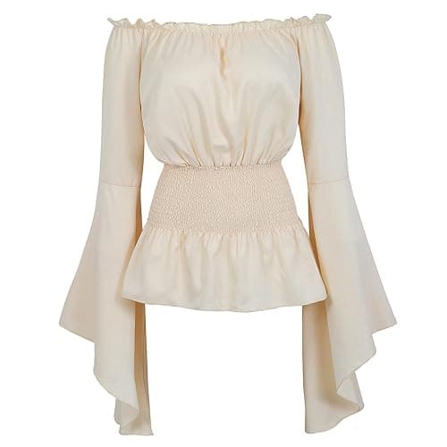 Grebrafan Gothic Blouse for Corset Pirate Women Off Shoulder Tops Shirt - Image 1