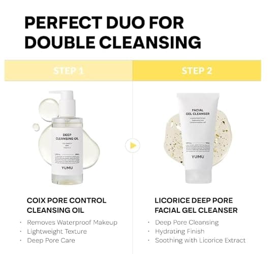 YUMU Double Cleansing Duo Set, Gentle Face Wash & Pore Control Cleansing Oil, Hydrating, Korean Skin Care thumbnail 3