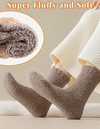 VoJoPi 5 Pairs Fuzzy Socks for Women - Microfiber Super Soft Fluffy Warm Winter Home Bed Cute Sleeping Cozy Socks thumbnail 2