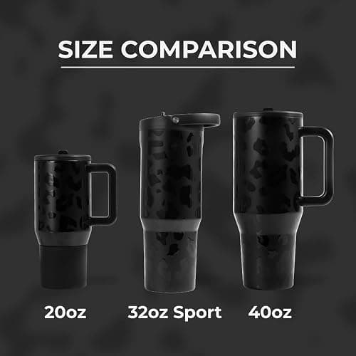 HydroJug Sport - Stainless Steel Tumbler with Straw, Vacuum Insulated, 32oz Leakproof Water Bottle, Ergonomic Design, Reusable, Dishwasher Safe, Rubber Base, Durable for Gym or Outdoors, Black Leopard thumbnail 5