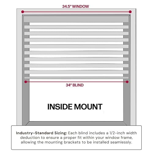 Lotus & Windoware Cordless, 2 Inch Faux Wood Blind, 34.5" Wide x 60" Long, Window Blinds, Blinds & Shades, Blinds for Indoor Windows, Embossed, Bright White thumbnail 3
