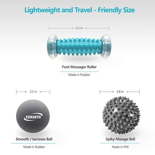 SUNANTH Foot Massager Roller,Massage Lacrosse Ball,Spiky Ball Therapy Set for Relieve Plantar Fasciitis,Heel & Foot Arch Pain and Deep Tissue Massage thumbnail 3