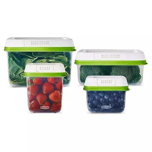 Rubbermaid FreshWorks Produce Saver, Medium and Large Storage Containers, With Lids, 8-Piece Set - Image 1