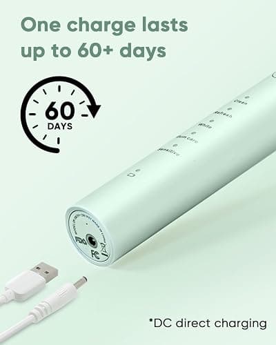 MySmile DY156 Electric Toothbrush for Adults, Rechargeable Sonic Battery Toothbrush Portable with 3 Brush Heads, 2 Mins 5 Modes Smart Timer, 45000VPM, One Charge for 60 Days - Green thumbnail 5