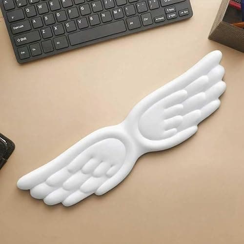 Angel Wings Keyboard Wrist Rest Pad Ergonomic Support Cushion for Computer Laptop Typing Pain Relief Comfortable Home Office Gaming Accessories (White) thumbnail 2