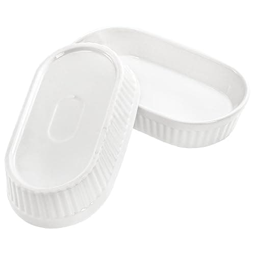 Foraineam 10 Pack White Ramekins, Porcelain Souffle Dishes, Oval Crème Brulée Ramekins for Baking, 6 Ounce Dessert Bowls Set for Soufflé, Pudding, Quiche, Snack, Custard, Dishwasher and Oven Safe thumbnail 7