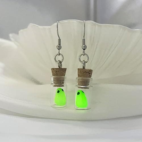 Ghost Earrings, Ghost In A Bottle Earring, The Adopt A Ghost Earring, Halloween Tiny Glow-In-The-Dark Spooky Charm Pendant Earrings Party Jewelry Gifts for Women thumbnail 5