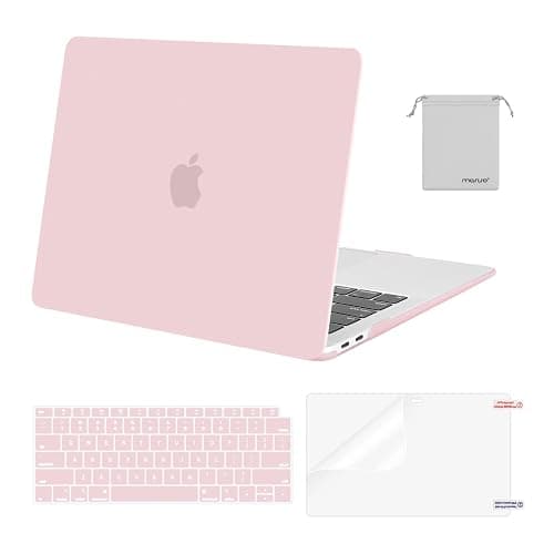 MOSISO Compatible with MacBook Air 13 inch Case M1 Chip 2021-2018 Release A2337 A2179 A1932, Plastic Hard Shell&Keyboard Cover&Screen Film&Storage Bag for MacBook Air 13.3 inch Case, Rose Quartz - Image 1