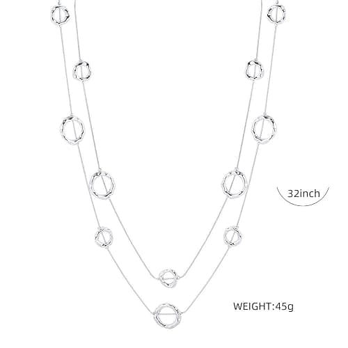 welbijoux Silver Long Necklaces for Women Fashion Double Layered Sweater Chain Y Necklace with Gifts Box thumbnail 4