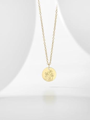 PENLYU Birth Flower Necklace, 14K Gold Plated Floral Pendant Necklaces for Women, Simple Dainty Birth Month Flower Necklace, Birthday Jewelry for Women - 12 Month thumbnail 4