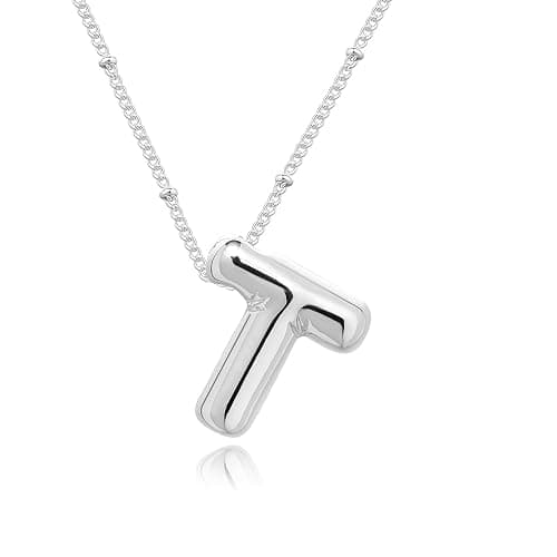 Ewrkbrㅤ Initial Necklaces for Women, 14k Gold Plated Bubble Letter Necklace Chunky Gold Necklace Dainty Charm Initial Necklaces for Women Trendy Custom Preppy Stocking Stuff Necklace Christmas Gifts - Image 1