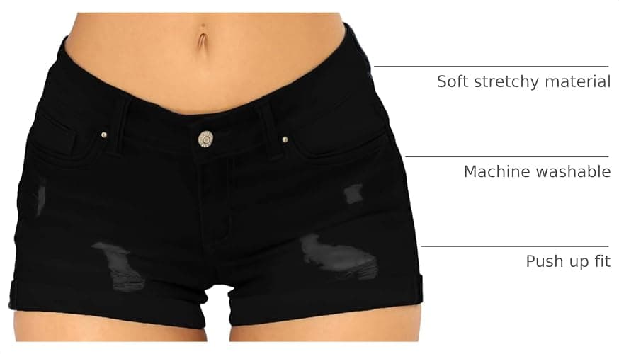 Govc Women Casual Summer Mid Waist Stretchy Denim Jean Shorts Junior Short Jeans thumbnail 4
