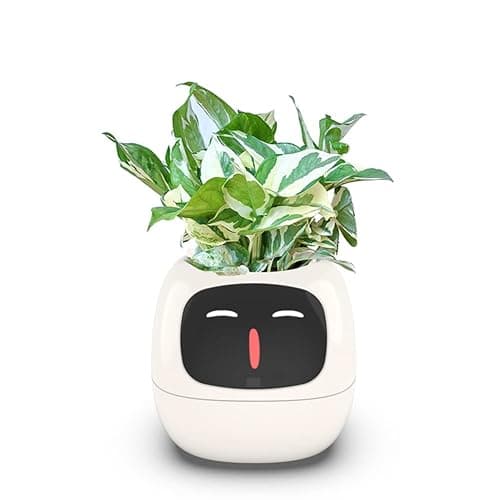 TPHRAVAL Intelligent Flower Pot, Electronic Bud, Maintenance Plant Assistant, Fun Interactive Flower Pot, Indoor Green Planting Monitoring, LCD Screen Display, Cell Phone APP Connection (White) - White - Image 1
