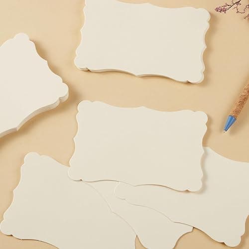 50 Pack Blank Kraft Cards Cardstock Thick Paper Brown Greeting Cards for DIY Gift Card Menus, Baby Shower and Wedding Invitations (Cream, 4x6IN) thumbnail 7