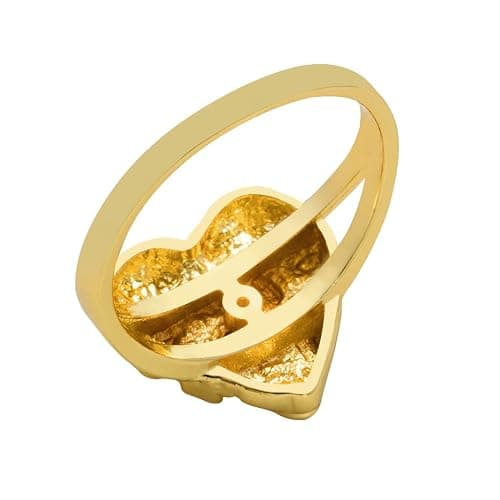 14k Gold Plated Brass Rough Textured Cookie Heart Shape Nugget Rings For Women/Men thumbnail 4