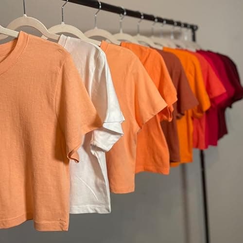Women's 100% Cotton Loose Fit Crop Tops Round Neck Short Sleeve Casual Cropped Top Tee T-Shirt thumbnail 5