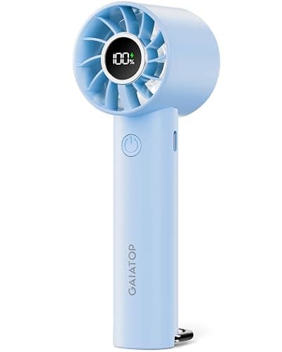 Gaiatop Portable Mini Fan, 3 Speed Handheld Fans with Power Display Flashlight, USB Rechargeable Battery, Lightweight Personal Cooling for Women Men Indoor Outdoor Travel Blue - Image 1