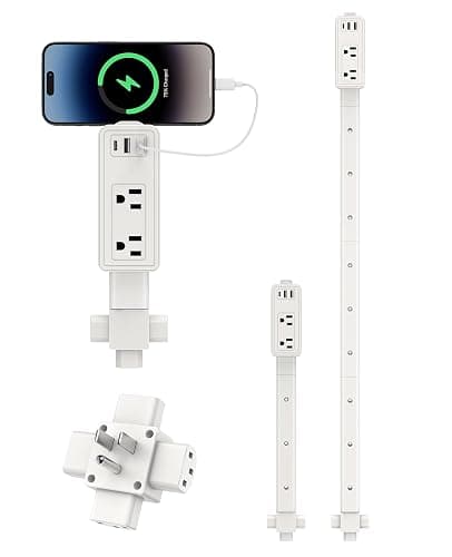 Outlet Extender Stick, 360° Rotatable Modular Plug Expander with 2 AC Outlets, USB-A & USB-C Ports, Free Combination 9” to 36”, Wall Socket Extender for Nightstand, Sofa, Bed, Cabinet, Home & Dorm - Image 1