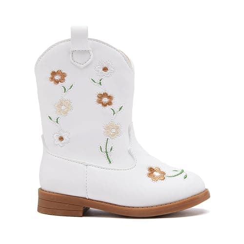 BMCiTYBM Toddler Girls Cowgirl Boots Little Kids Mid Calf Western Flower Cowboy Pointed Toe Riding Shoes All Season thumbnail 3