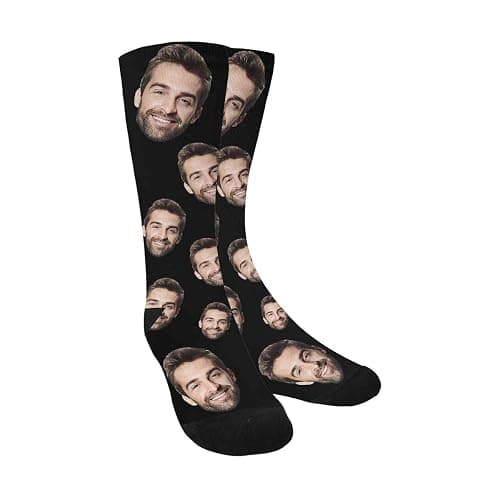 Custom Socks with Faces Change Men Face Size Personalized Printed Photo Crew Socks - Image 1