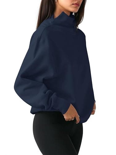 Fisoew Women's Oversized Turtleneck Sweatshirt Long Sleeve Pullover Casual Tops thumbnail 2