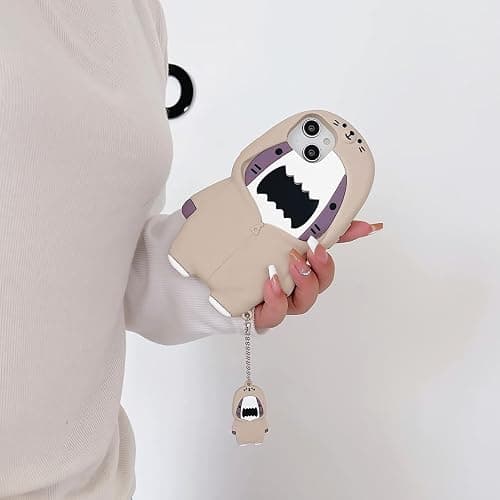 QoKcoahn Case for iPhone 14,Cute 3D Kawaii Phone Cases Funny Sweater Shark Cartoon Cover with Keychain Soft Silicone Gel Drop Protection Case Women Girls for iPhone 14 thumbnail 4