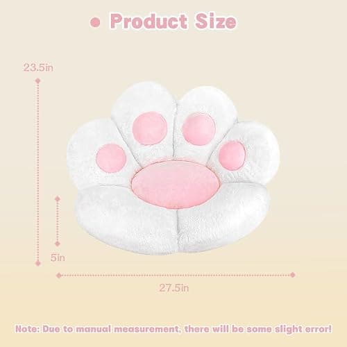 MOONBEEKI Cat Paw Cushion Chair Comfy Kawaii Plush Seat Cushions Shape Lazy Pillow for Gamer Chair 28"x 24" Cozy Floor Cute Seat Kawaii for Girl Worker Gift, Dining Room Bedroom Decorate （White） thumbnail 3