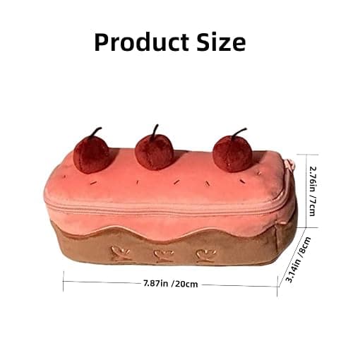 Vobomo Cherry Cake Pencil Case Big Capacity Pen Holder Plush Pencil Pouch Box Cute Aesthetic Pen Case (Cherry) thumbnail 3