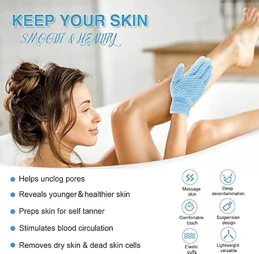 Yiclick Heavy Exfoliating Gloves, Exfoliating Body Scrubber for Bath Shower Exfoliation, Body Scrub Exfoliator for Dead Skin Remover, Exfoliate Sponge Loofah Washcloth Mitt Men Women thumbnail 4