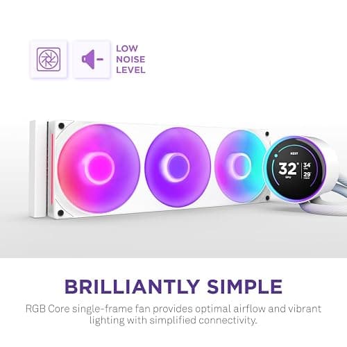 NZXT Kraken Elite 360 RGB 2024 - AIO CPU Liquid Cooler - 360mm Radiator - F360 RGB Core Fan - Customizable 2.72" IPS LCD - NZXT Turbine Pump - AMD® AM5, AM4 - Intel® LGA 1851/1700, 1200/115X - White thumbnail 6