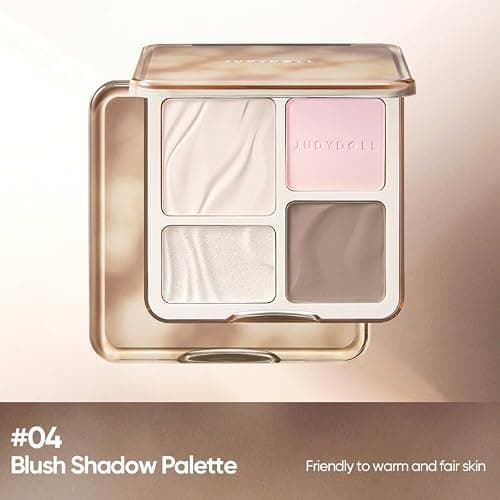 JUDYDOLL Highlight & Contour Palette, All-in-One Matte Highlighter Contour Compact, Natural Brightening Finish for Cool Fair & Olive Skin (New Version 04 Blush Shadow Palette) thumbnail 3