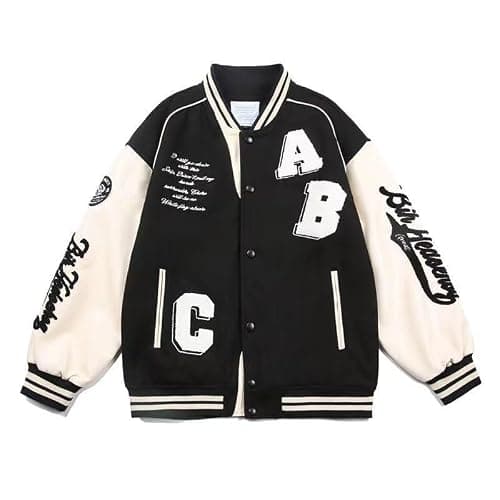 CEINOM Y2k Vintage Bomber Jacket Women Harajuku Fashion College Uniform Varsity Baseball Jackets Oversized Sweatshirt Coat thumbnail 3