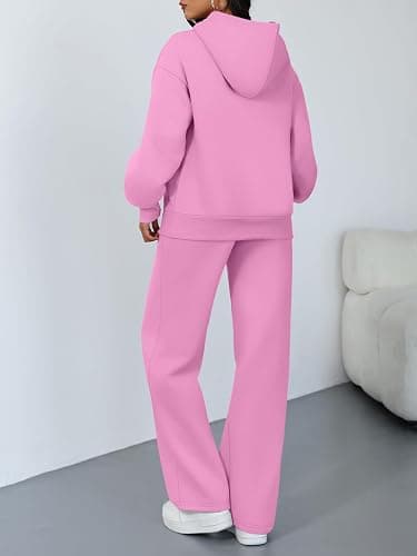 Trendy Queen Womens Oversized Hoodie Wide Leg Pants 2 Piece Lounge Set | Drop Shoulder,Kangaroo Pocket,Elastic Waistband,Side Pockets,Matching Sweatsuit thumbnail 4