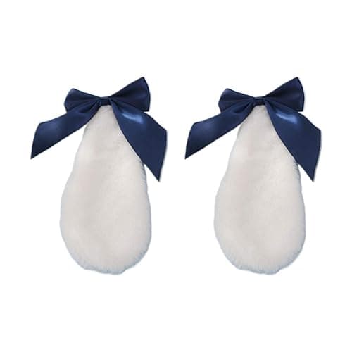 Chenpaif Haarspangen, Kawaii Frauen Mädchen Haarspange Nette Kaninchen Hase Plüsch Lop Ohren Haarnadel Bonbon Farbe Band Bowknot Lolita Cosplay Haarschmuck Weiße Kaninchen Ohren Lotuswurzel Mehl Bogen thumbnail 4