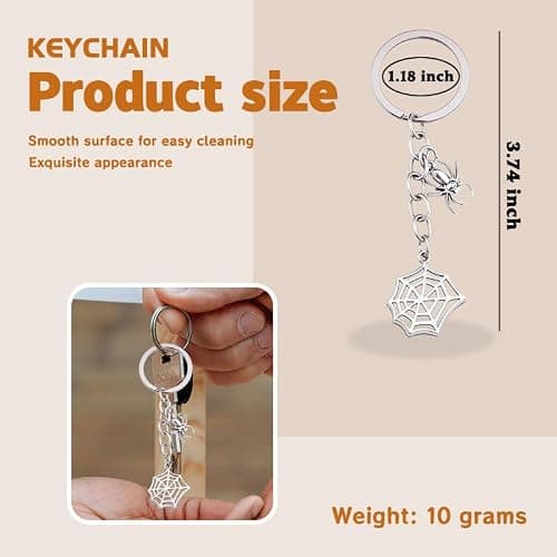 Halloween Spider Keychain for Purse Backpack Accessories for Women Men Silver Spider Web Keychain Y2k Aesthetic Key Chain for Bag Handbag Keyring Cute Insect Key Ring for Car Keys Bag Charm Silver thumbnail 2