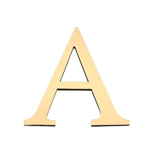 PATIKIL 7.87 Inch 3D Acrylic Alphabet Mirror Wall Stickers Letter A Self-Adhesive Home Decor Letter Sign Art Sticker Decal for DIY Home Decoration Light Gold - Image 1