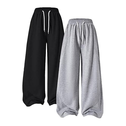 Nivne Tco Teen Girls 2pcs Sweatpants Set Loose Drawstring Waist Kids Casual Baggy Wide Leg Athletic Pants - Image 1