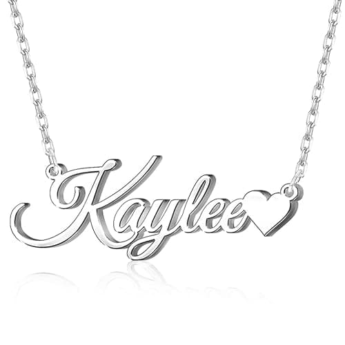 Custom Name Necklace Personalized Sterling Silver Necklaces for Women Customized Name Necklaces Pendant Jewelry Gifts for Women - Heart Name Necklace 2-Silver